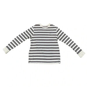 George Long Sleeve Cream, Brown, Dark Navy Striped Long Sleeve Shirt Size Medium